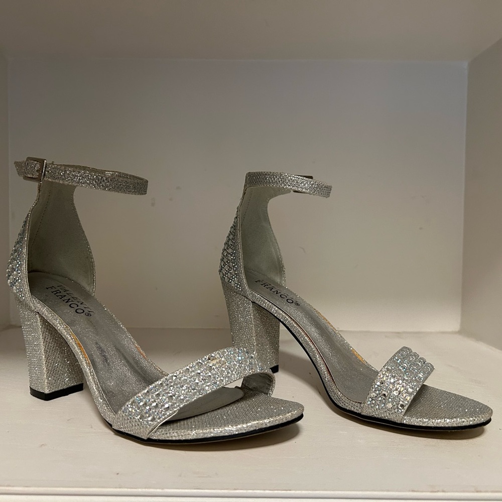Elegant Silver Heeled Sandals
